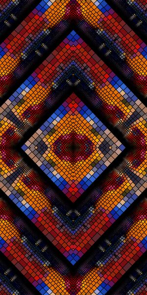 Colorful Geometric Mosaic Wallpaper Featuring Rhombuses and Diamonds