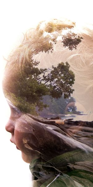 Phone wallpaper: Double Exposure, Profile, Nature, Child, Art, Face free download