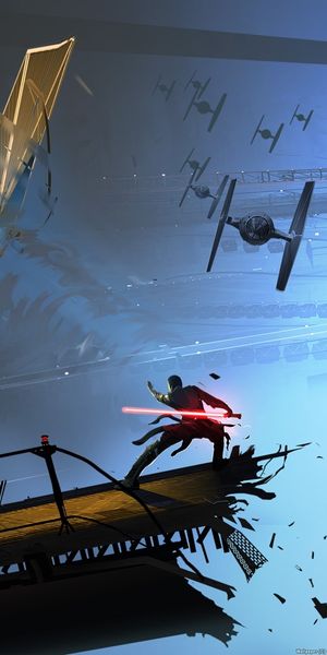Dynamic Star Wars iPhone wallpaper with epic space battle scene