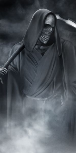 High-Quality Phone Wallpaper Featuring the Grim Reaper with a Crow