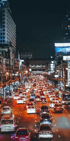 Phone wallpaper: Traffic, Cities, Cars, Night, Street free download
