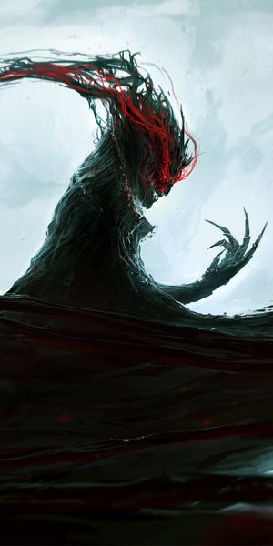 Eerie Dark Demon Against a Full Moon