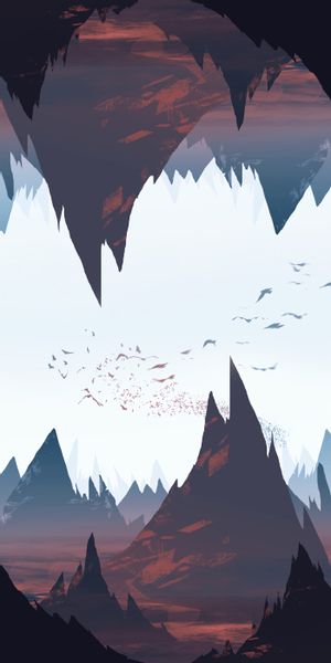 Phone wallpaper: Tops, Rocks, Vertex, Mountains, Art, Birds free download