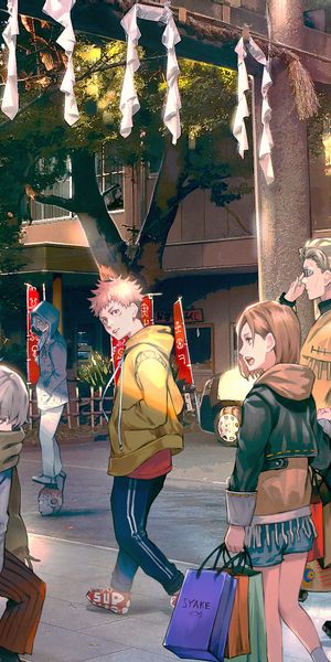 Dynamic Jujutsu Kaisen Mobile Wallpaper Featuring Iconic Characters in HD