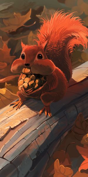 Charming Autumn Squirrel Wallpaper - Free Mobile Background for Nature Lovers