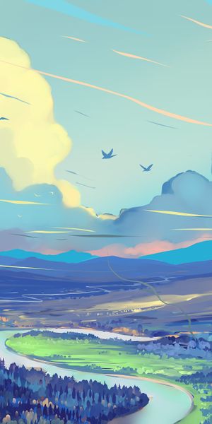 Breathtaking Mountain Landscape with Sky and River