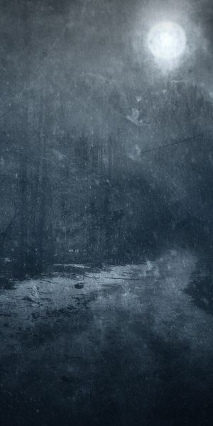 Mystical Full Moon Over Dark Landscape