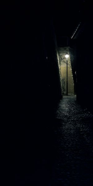 Phone wallpaper: Lane, Lantern, Night, Lamp, Darkness, Dark free download