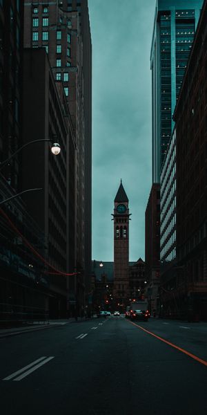 Urban Road with Tower in Moody Atmosphere