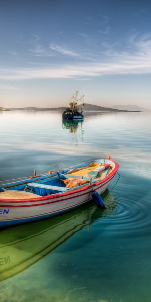 Aesthetic Serene Boat in Calm Sea Landscape