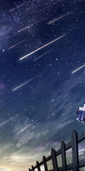 Charlotte Anime Wallpaper Featuring a Starry Night Sky