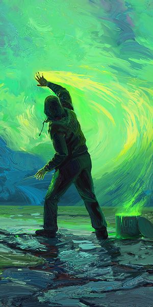 Vibrant Human Creating Mystical Sky Art