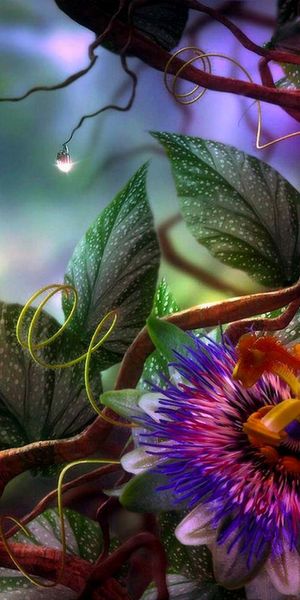 Vibrant Artistic Flowers in a Lush Background