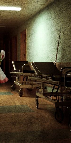Phone wallpaper: Hospital, Door, Nurse, Child, Horror, Cross, Bed, Women, Blood, Dark free download