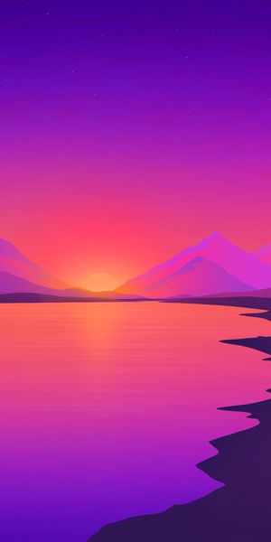 Serene Sunset Landscape with Mountains and River