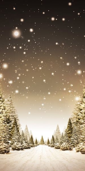 Phone wallpaper: Roads, Landscape, Snow, Fir Trees, Winter, Trees, Art free download