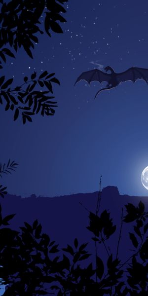 Incredible Night Dragon Flying Under the Moon