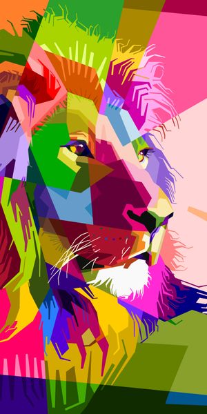 Vibrant Colorful Lion Vector Art for Your Mobile Wallpaper