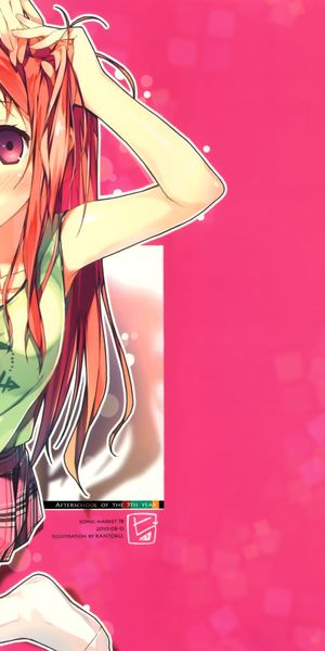 Charming anime wallpaper of a girl in a playful pose with vibrant colors