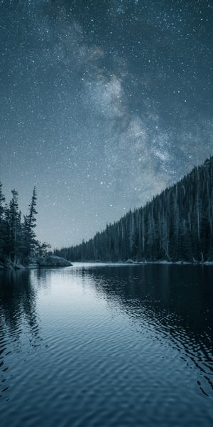 Breathtaking Night Landscape with Starry Sky and River