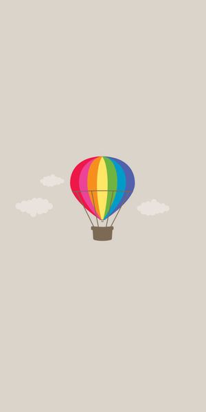 Vibrant Multicolored Hot Air Balloon Floating in the Sky