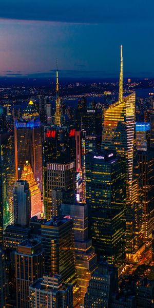 Phone wallpaper: Cities, Night, Usa, City, Skyscraper, Building, New York, Man Made free download