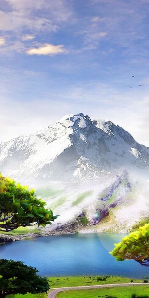 Breathtaking Artistic Landscape of a Mountain Lake