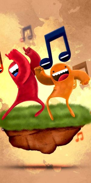 Phone wallpaper: Grass, Motley, Multicolored, Island, Notes, Art, Dance, Music free download