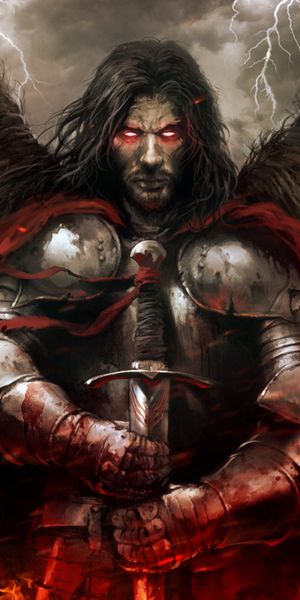 Mobile Wallpaper Featuring a Dark Fallen Angel and Deathly Imagery