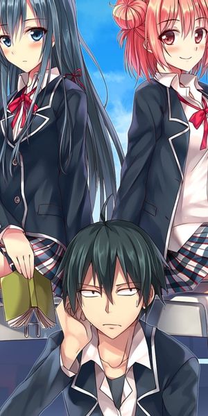 Phone wallpaper: Anime, Yui Yuigahama, My Teen Romantic Comedy Snafu, Yukino Yukinoshita, Hachiman H