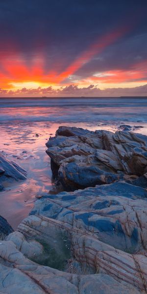 Phone wallpaper: Beach, Horizon, Ocean, Sunrise, Photography, Sunbeam, Seascape free download