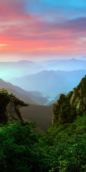 Breathtaking Sunset Landscape in Mountain Valley