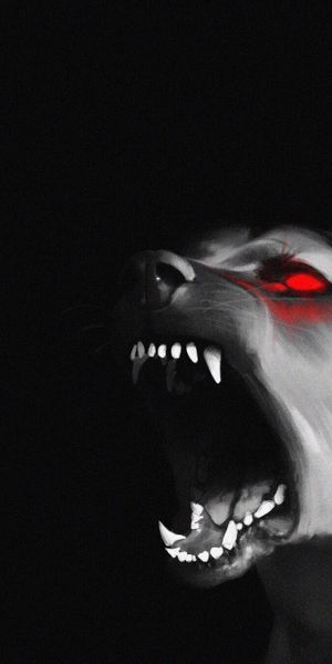 Phone wallpaper: Dog, Fangs, Grin, Art free download