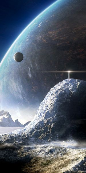Majestic Sci-Fi Planetscape with a Stunning Planet Rise