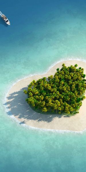 Heart-Shaped Island Surrounded by Turquoise Waters