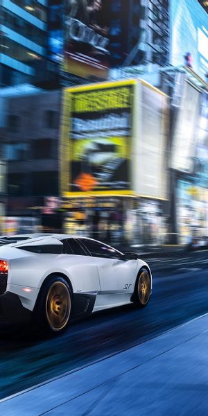 Lamborghini Murciélago Racing Through the City Lights