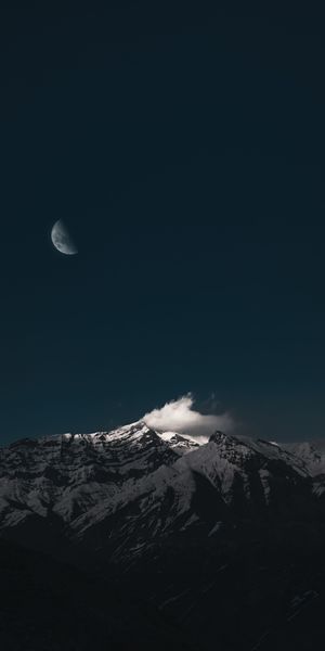Breathtaking Dark Mountain Scene with Moonlight