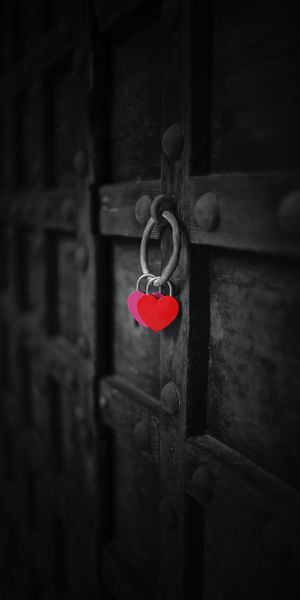 Heart Lock on a Dark Gate - A Symbol of Love