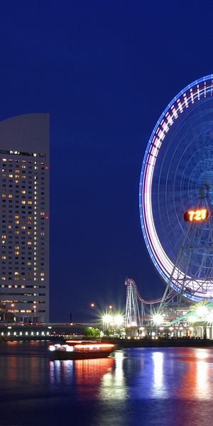 Phone wallpaper: Ferris Wheel, Yokohama, Japan, Cities, Man Made free download