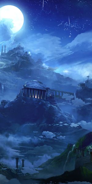 Breathtaking Fantasy Architecture with Moonlit Scenery