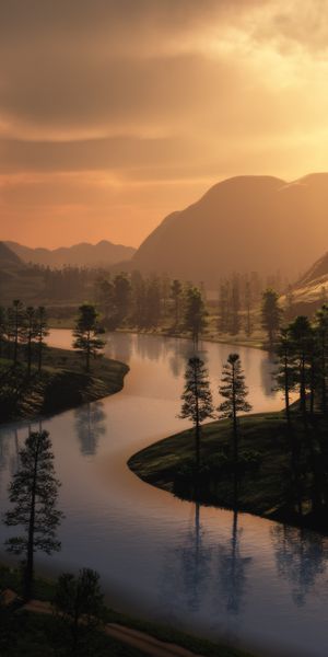 Serene Valley and River in an Artistic Landscape