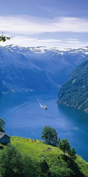 Captivating 4K Wallpaper: Majestic Fjord Landscape with Waterfalls