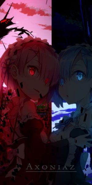 Enchanting phone wallpaper featuring Rem and Ram from Re:Zero: Starting Life in Another World