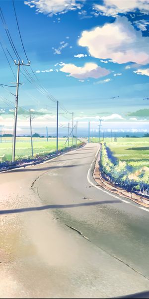 Free phone wallpaper: Tranquil anime landscape with clouds and sky