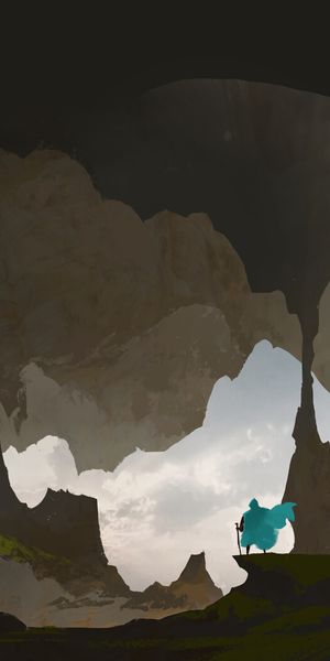 Silhouette of a Traveler in a Cave - Perfect Phone Wallpaper