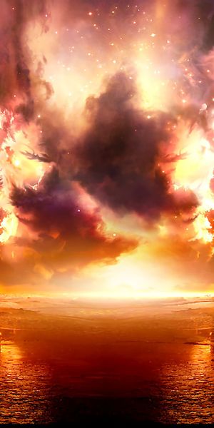 Vibrant Sci-Fi Landscape with Explosive Colors