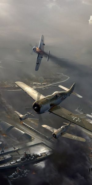 Epic Airplane Battle Scene - Perfect Mobile Wallpaper