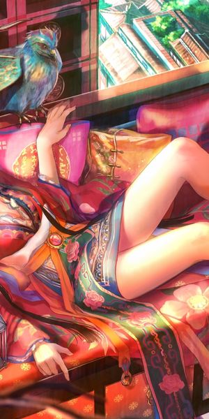 Phone wallpaper: Girl, Colorful, Anime free download