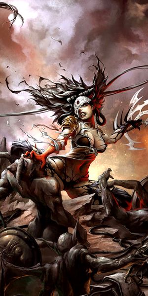 Epic Dark Warrior in Battle Scene Wallpaper
