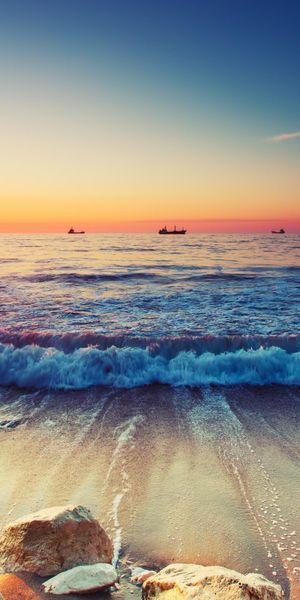 Phone wallpaper: Nature, Sea, Beach, Horizon, Ocean, Earth, Wave, Seascape free download